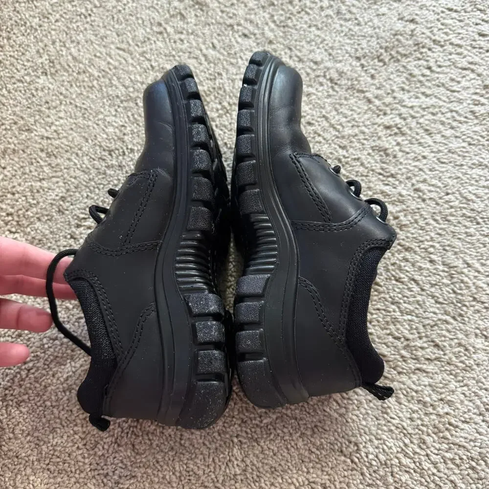 Ecco 3DS Black Leather Lace Up Sneakers Shoes Size 34 / US Size 3 Chunky Soles